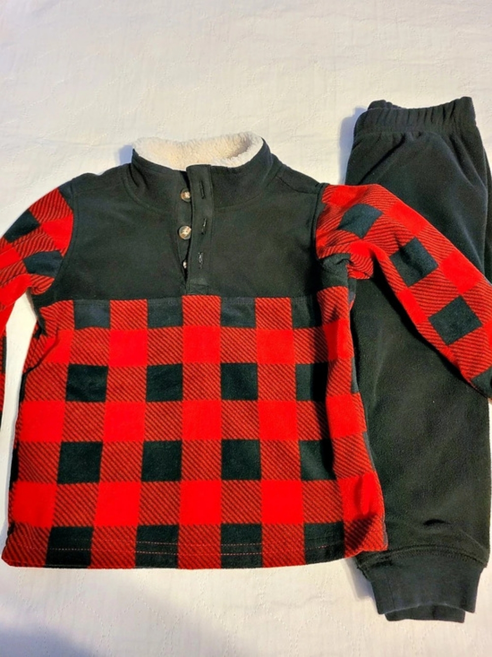 carter's 2-Piece Buffalo Check Fleece Pullover & Jogger Set Baby 24M